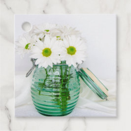 Etiquetas Para Recuerdos Daisies blancos en Boda de la vesícula de Jar Azul