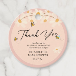 Etiquetas Para Recuerdos Daisy Bees Pink Floral Baby Shower Gracias