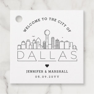 Etiquetas Para Recuerdos Dallas, Texas Skyline Boda Favor De La Bienvenid