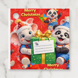Etiquetas Para Recuerdos Danny and Dave elephant and panda Merry Christmas