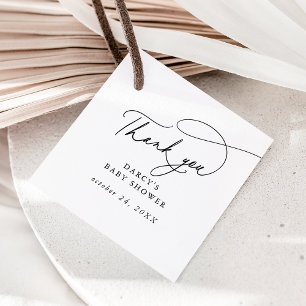 Etiquetas Para Recuerdos DARCY Minimalista Black White Baby Shower Gracias