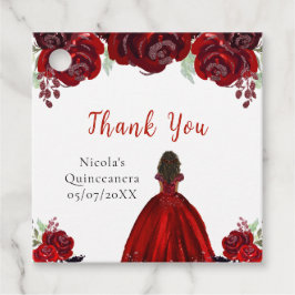 Etiquetas Para Recuerdos Dark Skin Princess Red Floral Quinceanera