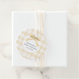Etiquetas Para Recuerdos Darling Yellow Watercolor Plaid & Bow Baby Shower