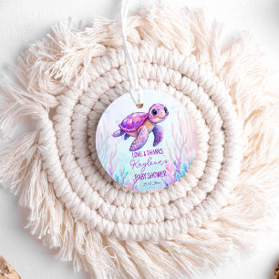 Etiquetas Para Recuerdos Debajo del mar linda tortuga rosa baby ducha favor