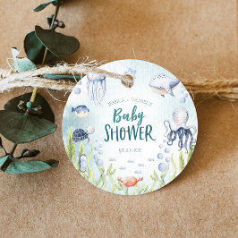 Etiquetas Para Recuerdos Debajo Del Mar Océano Baby Shower Circle Favor Tag