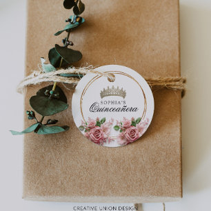 Etiquetas Para Recuerdos Decoración de cumpleaños de la corona rosa de Quin