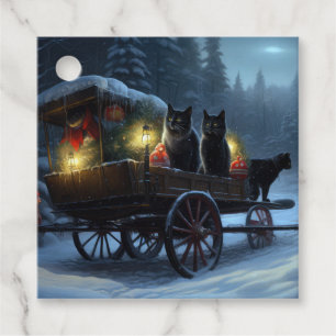 Etiquetas Para Recuerdos Decoración de los Navidades de Sleigh Ride, un gat