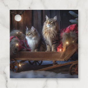 Etiquetas Para Recuerdos Decoración de los Navidades Maine Coon Snowy Sleig