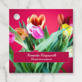 Etiquetas Para Recuerdos Decoración floral de negocios de tulipanes rojos f