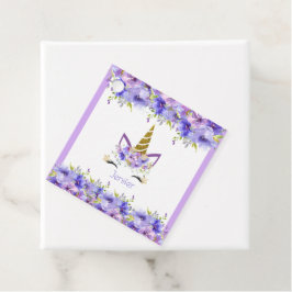 Etiquetas Para Recuerdos Decoraciones de cumpleaños de Unicornio violeta fr
