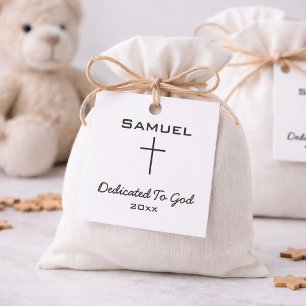 Etiquetas Para Recuerdos Dedicado a Dios Nombre de Niño   Cruz Simple