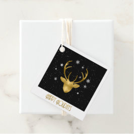 Etiquetas Para Recuerdos Deer Antlers Navidades Gold ID861
