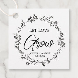 Etiquetas Para Recuerdos deja que el amor crezca ,boda floral en blanco y n
