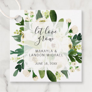 Etiquetas Para Recuerdos Deja que el amor crezca Elegante boda floral blanc