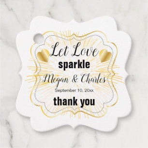 Etiquetas Para Recuerdos Dejen que el amor parkle Gold Hearts cite a Boda d