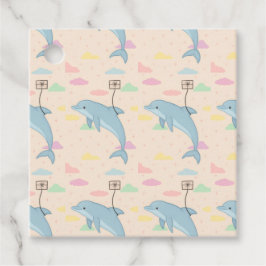 Etiquetas Para Recuerdos Delfín volador entrega Ilustracion de letras