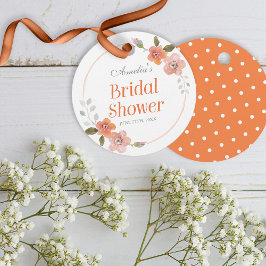 Etiquetas Para Recuerdos Delicada Naranja floral ducha de novia