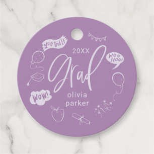 Etiquetas Para Recuerdos Delicioso Doodle Grad Fiesta Purple