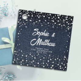 Etiquetas Para Recuerdos Denim Diamonds Pearls Blue Couple Wedder Shower