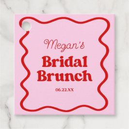 Etiquetas Para Recuerdos Desayuno Brunch Nupcial con Borde Ondulado Rosa Ro
