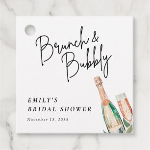 Etiquetas Para Recuerdos Desayuno Brunch y Burbujas Bridal Shower Elegante