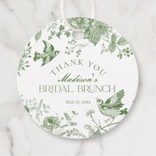 Etiquetas Para Recuerdos Desayuno Nupcial Floral Vintage Verde Toile De Jou