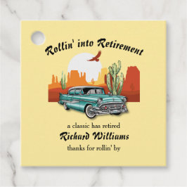 Etiquetas Para Recuerdos Desierto de auto azul clásico de retiro masculino