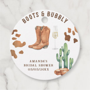 Etiquetas Para Recuerdos Despedida de soltera con botas del oeste y burbuja