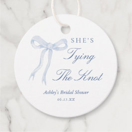 Etiquetas Para Recuerdos Despedida de soltera con lazo azul: Ella está atan