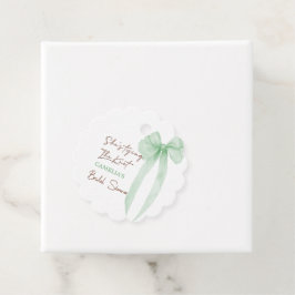 Etiquetas Para Recuerdos Despedida de Soltera con Lazo Verde Ella Está Atan