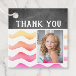 Etiquetas Para Recuerdos Día de cumpleaños de la foto de Rainbow Wave Chalk