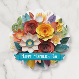 Etiquetas Para Recuerdos Día de la Madre Floral de Arte de Papel 3D