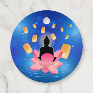 Etiquetas Para Recuerdos Día de Vesak Buda en la linterna de loto Vaisakha