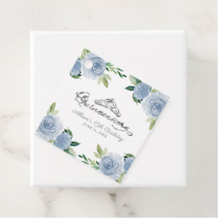 Etiquetas Para Recuerdos Diadema de plata para quinceañera con flores azule