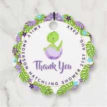 Dinosaur Hatchling Baby Shower Purple Blue Thanks
