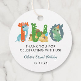 Etiquetas Para Recuerdos Dinosaurio 2º cumpleaños Gracias