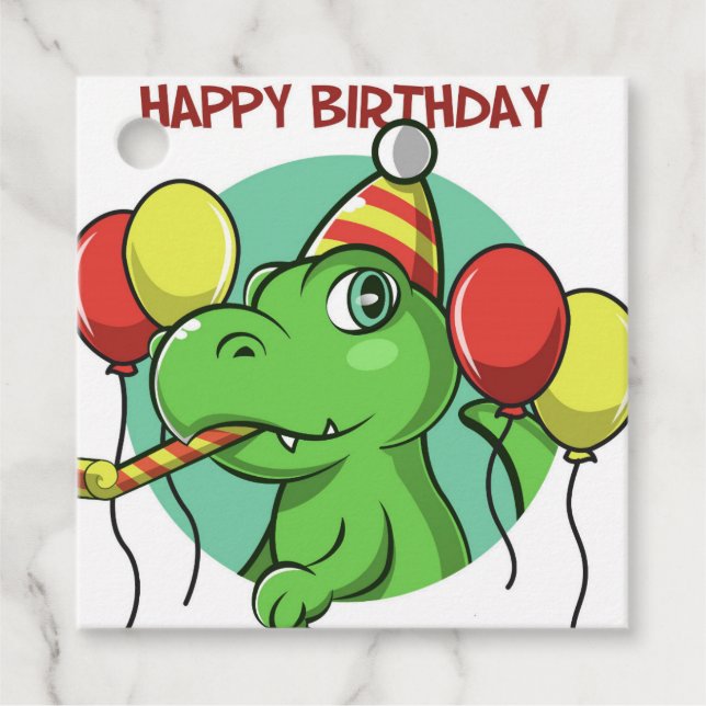 Etiquetas Para Recuerdos Dinosaurio feliz cumpleaños (Anverso)