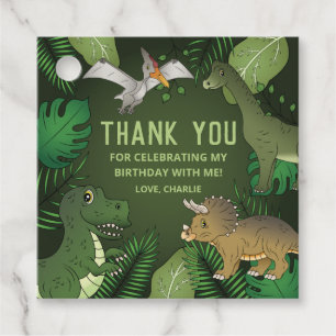 Etiquetas Para Recuerdos Dinosaurios En Verde Gracias Fiesta De Cumpleaños