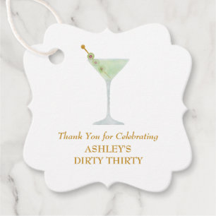 Etiquetas Para Recuerdos Dirty Thirty Martini Cocktail, Fiesta de cumpleaño