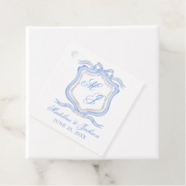 Etiquetas Para Recuerdos Diseñador de color de agua Escudo de monograma azu