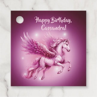 Etiquetas Para Recuerdos Diseño de la fantasía de Birday Pink Pegasus