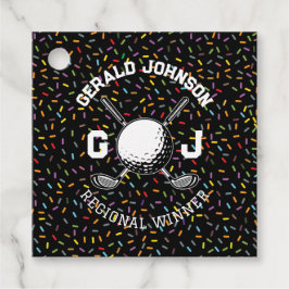 Etiquetas Para Recuerdos Diseño de monograma de golf con confeti personaliz