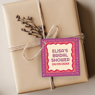 Etiquetas Para Recuerdos Diversión Retro Boho Hecho a Mano DUCHA DE NOVIA P