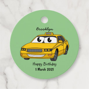 Etiquetas Para Recuerdos Divertida ilustración de un taxi amarillo lindo es