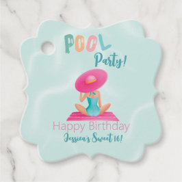 Etiquetas Para Recuerdos Divertido Fiesta de la piscina de verano acuarela