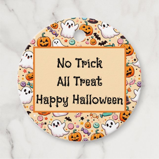 Etiquetas Para Recuerdos Doodle de Halloween (Anverso)