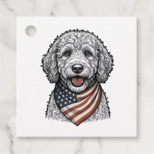 Etiquetas Para Recuerdos Doodle de perro patriótico grabado vintage vectori