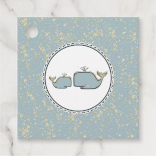 Etiquetas Para Recuerdos Dos ballenas marinas Blue & Gold Boutique Baby Sho
