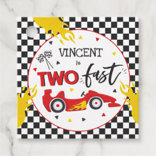 Etiquetas Para Recuerdos Dos Carros de Carrera Roja de la Fiesta de Cumplea