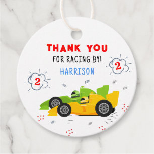 Etiquetas Para Recuerdos Dos coches de Carreras de cumpleaños rápidos graci